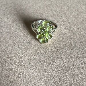 Elegant Sterling Silver and Peridot Gemstone Jellybean Ring